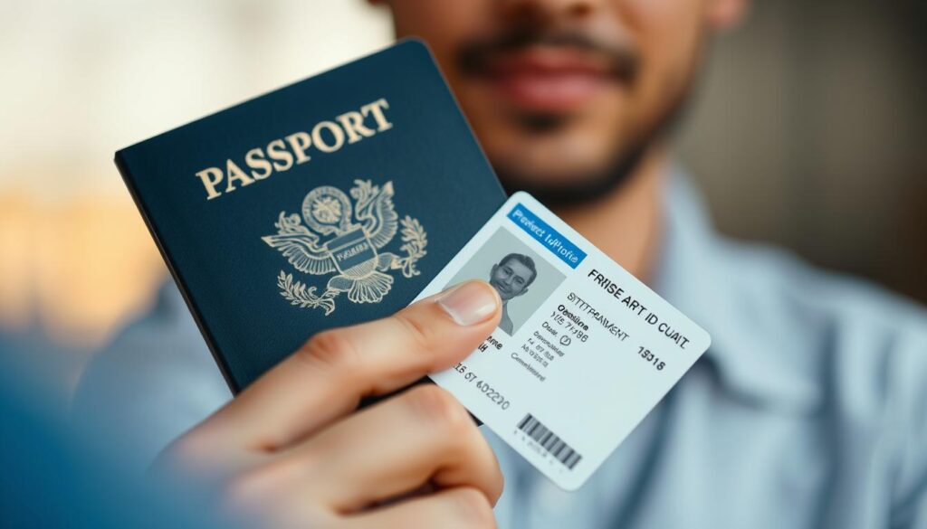 A close-up shot of a person holding a passport and an ID card, showcasing the similarities and differences between the two travel documents. The image is captured using an iPhone 16 Pro Max, with a warm, natural lighting that highlights the intricate details and textures of the documents. The foreground is sharp and in focus, while the background is subtly blurred, creating a sense of depth and emphasis on the main subject. The overall mood is one of clarity and simplicity, conveying the straightforward nature of the topic at hand. A close-up shot of a person holding a passport and an ID card, showcasing the similarities and differences between the two travel documents. The image is captured using an iPhone 16 Pro Max, with a warm, natural lighting that highlights the intricate details and textures of the documents. The foreground is sharp and in focus, while the background is subtly blurred, creating a sense of depth and emphasis on the main subject. The overall mood is one of clarity and simplicity, conveying the straightforward nature of the topic at hand.